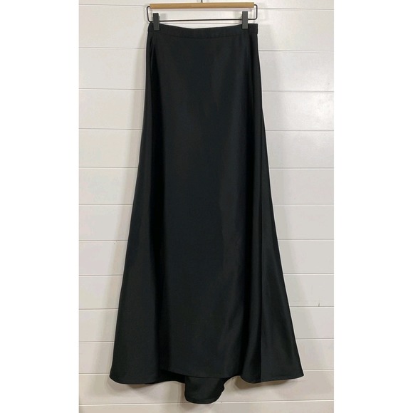 Tadashi Collection Skirt Womens 6 Black Maxi Formal Evening Poly High Waist Zip - Picture 1 of 15